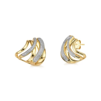 JOYAS CARAVANAS CURVAS CON PIEDRAS INCRUSTADAS baño de oro 18k