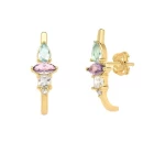 JOYAS CARAVANAS EAR HOOK CON PIEDRAS baño de oro 18k