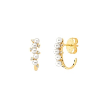 JOYAS CARAVANAS CON PERLAS Y PIEDRAS DE ZIRCONIA baño de oro 18k