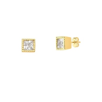 JOYAS CARAVANAS CUADRADAS 6X6MM baño de oro 18k