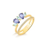 JOYAS ANILLO ARO DOBLE GOTA Y NAVETE, TAMAÑO 18 baño de oro 18k