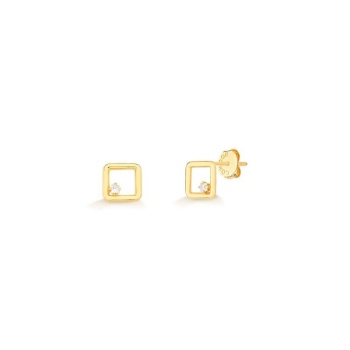 JOYAS CARAVANAS CUADRADA CON PIEDRA CARRE baño de oro 18k