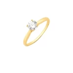 JOYAS ANILLO SOLITARIO CON PIEDRA DE ZIRCONIA DE 5MM, TAMAÑO 20 baño de oro 18k