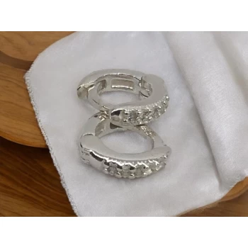 JOYAS AROS CLIC CON INCRUSTADA CON PIEDRAS  DE CIRCORNIAS PLATA 925