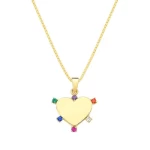 JOYAS GARGANTILLA CORAZON CON PIEDRAS baño de oro 18k