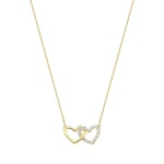 JOYAS GARGANTILLA DOS CORAZONES CON PIEDRAS DE ZIRCONIA baño de oro 18k
