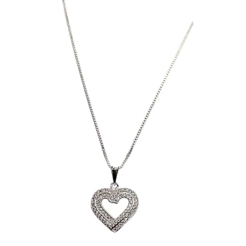 JOYAS GARGANTILLA CORAZON LINEAS PLATA 925