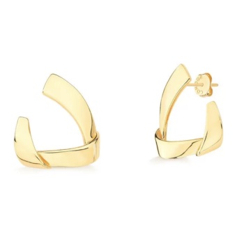 JOYAS CARAVANAS CURVAS LISO baño de oro 18k