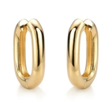 JOYAS CARAVANAS LISO OVAL GRANDE baño de oro 18k