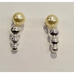 JOYAS CARAVANAS ESFERAS CON PERLA PLATA 925