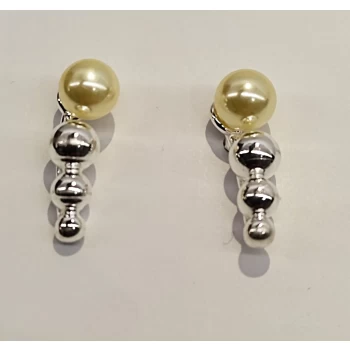 JOYAS CARAVANAS ESFERAS CON PERLA PLATA 925