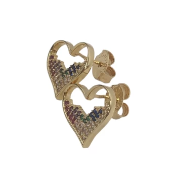 JOYAS CARAVANA CORAZON VACIO CON PIEDRAS baño de oro 18k