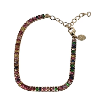 JOYAS PULSERA BAGUETE PIEDRAS 18 baño de oro 18k