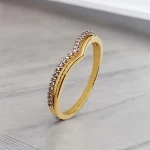 JOYAS ANILLO ARO EN V LISO Y CON PIEDRAS TAMAÑO 22 baño de oro 18k