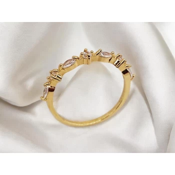 JOYAS ANILLO PIEDRAS REDONDAS Y NAVETES 20 baño de oro 18k